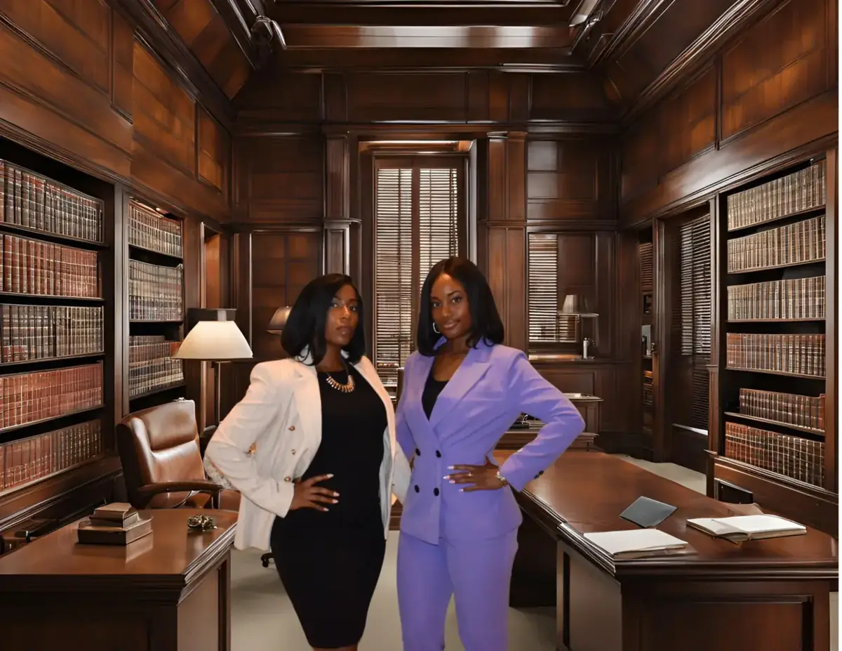 Founding partners of Liberate Legal in their library